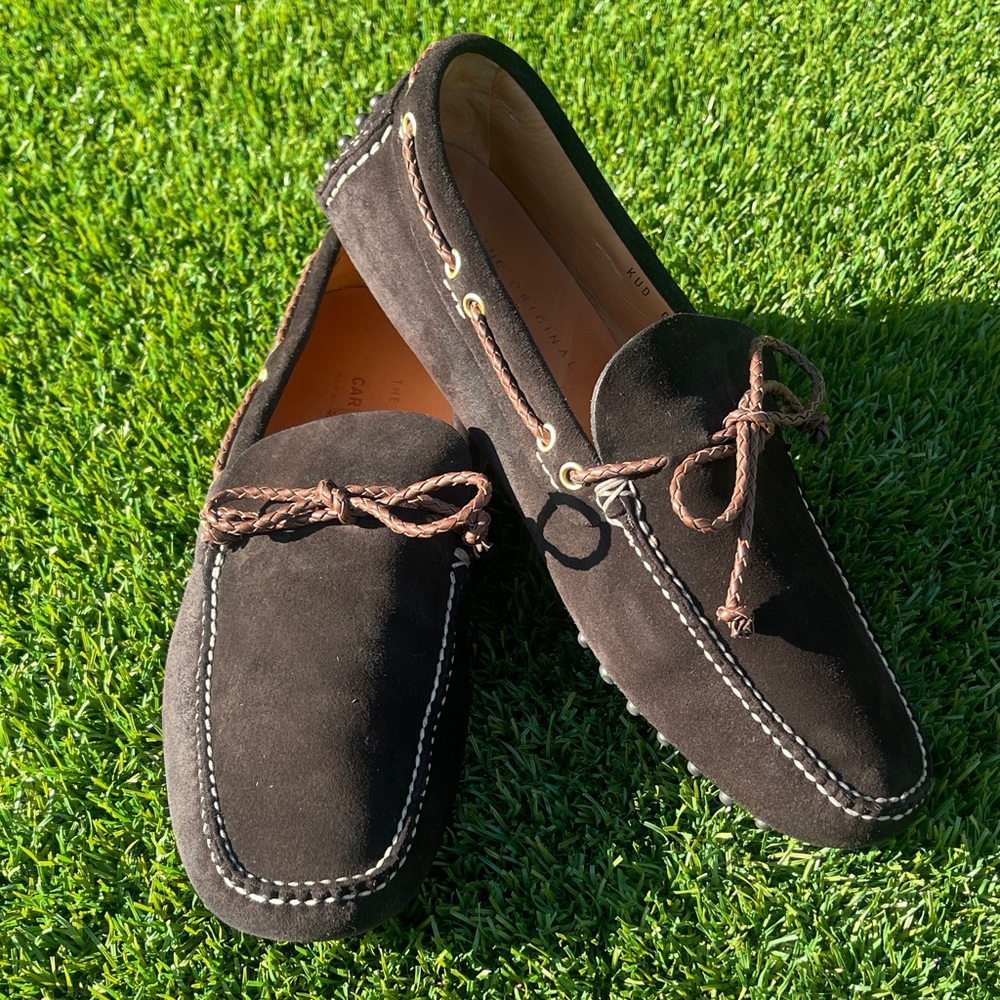 EUC - The Original Car Shoe by Prada Dark Brown Suede Loafers Sz 9.5